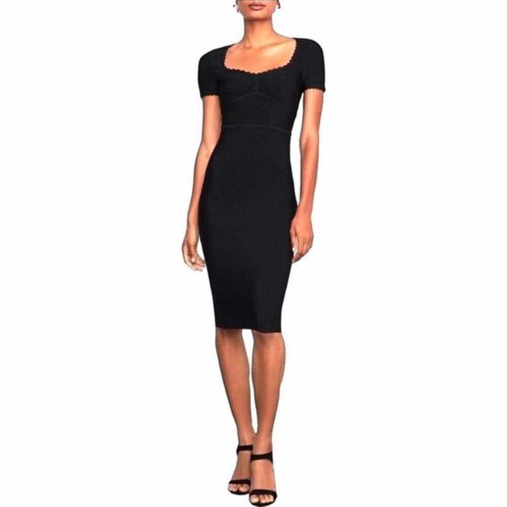Black Halo Black Sheath Short Sleeve Dress 2 NWOT